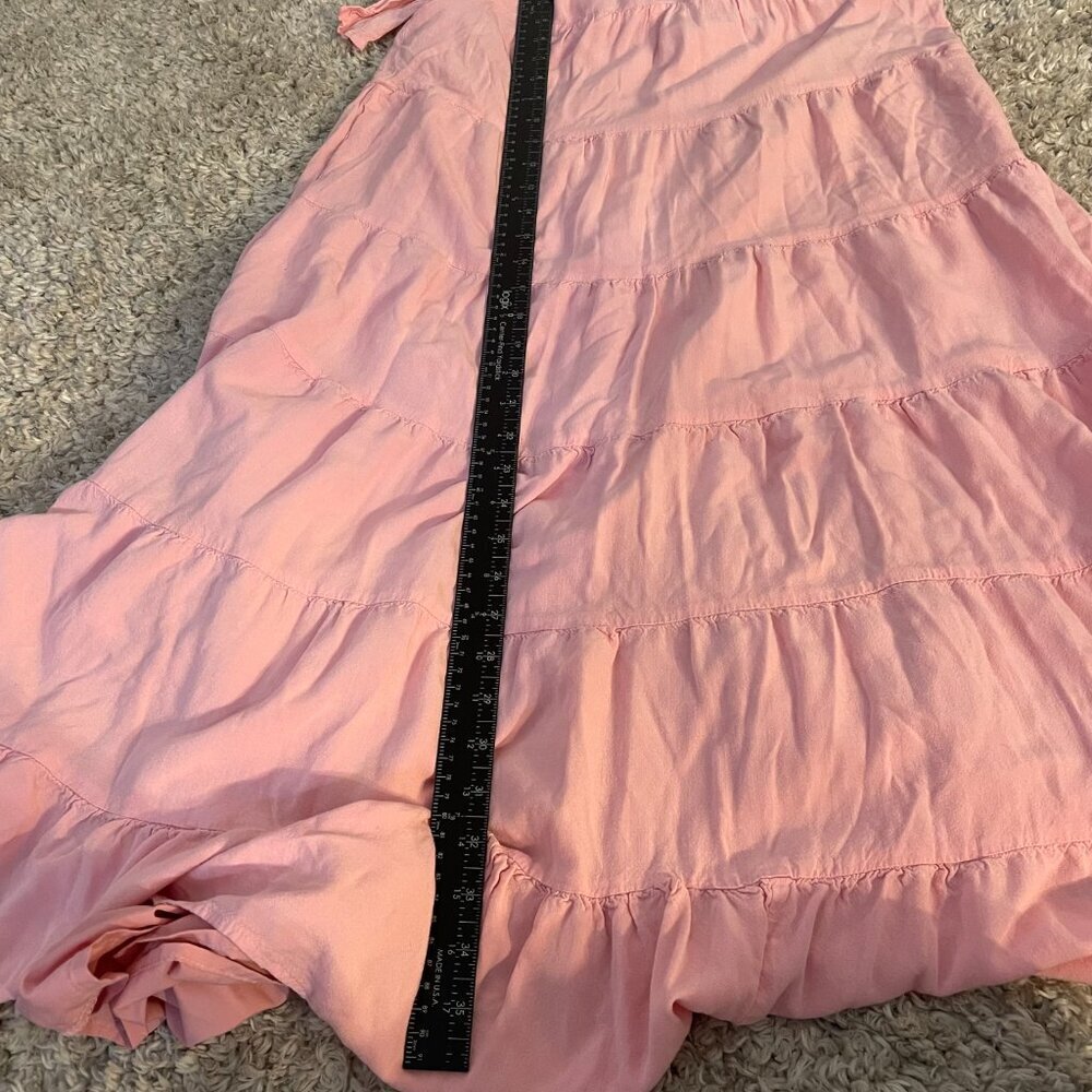 HAEOF Pink Boho Halter Maxi Dress Tiered Flowy Pockets Size M - Picture 7 of 11